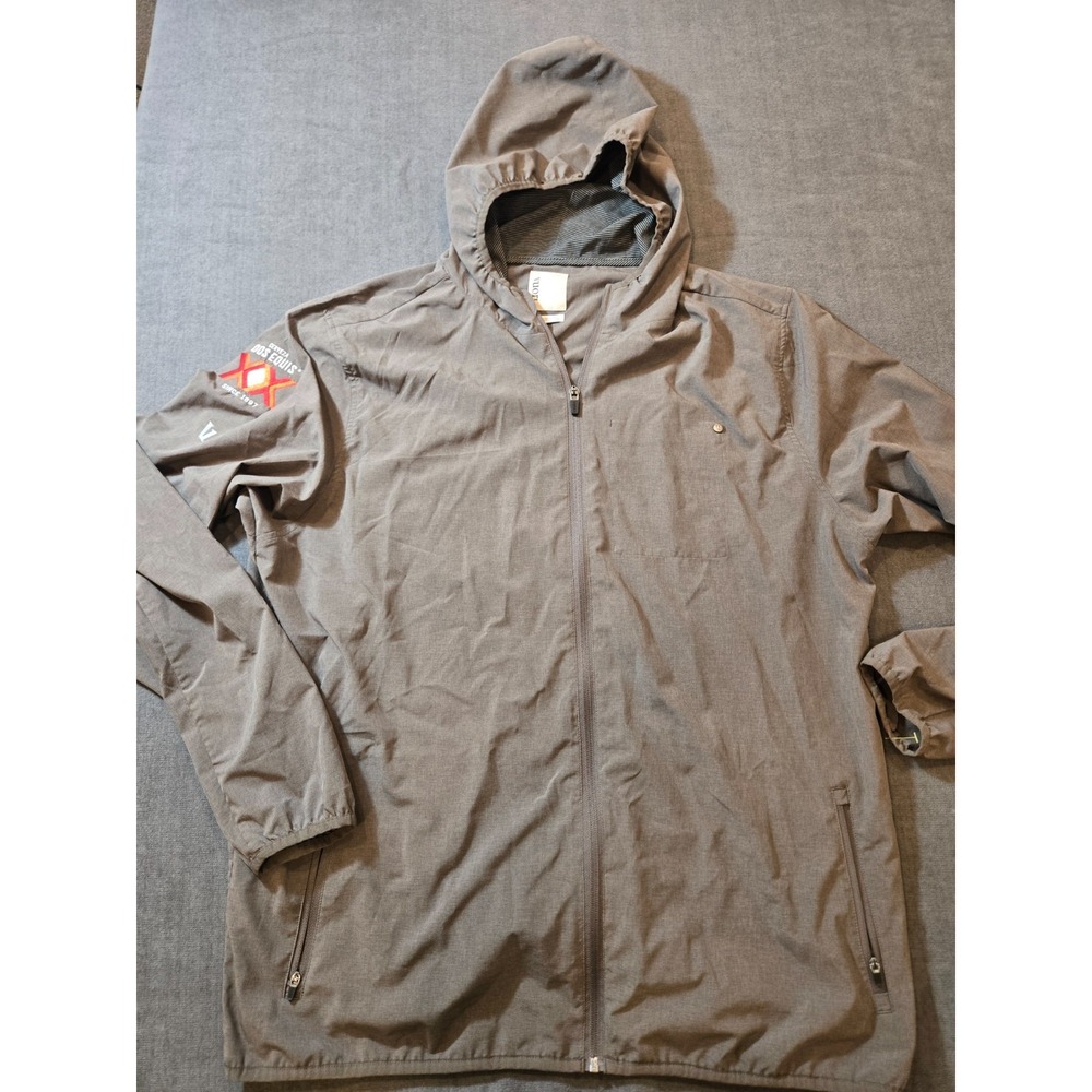Vuori Jacket Men's Size XXL Outdoor Trainer Shell Gray Dos Equis Hooded Full Zip